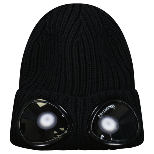 C.P. Company Extrafine Merino Wool Goggle Beanie in Black