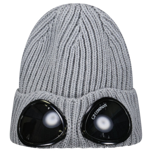 C.P. Company Extrafine Merino Wool Goggle Beanie in Grey