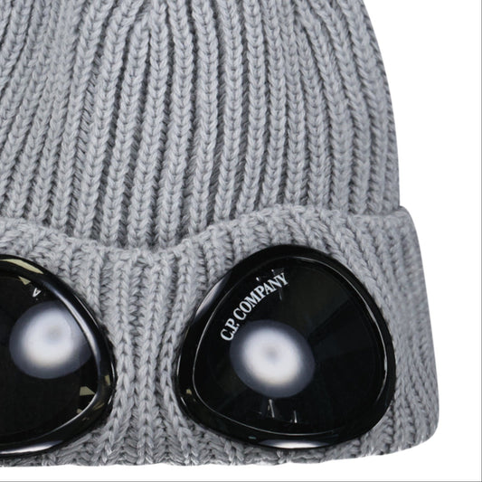 C.P. Company Extrafine Merino Wool Goggle Beanie in Grey