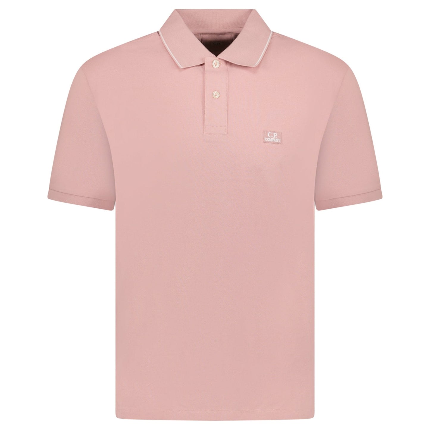 CP Company Stretch Piquet Striped Collar Polo Shirt Misty Rose