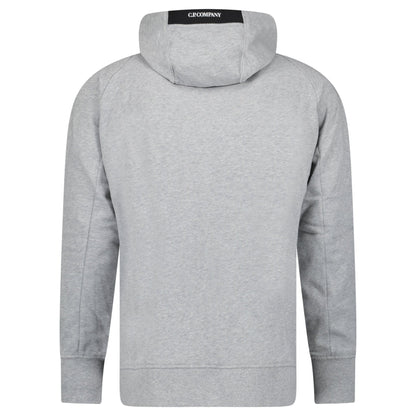 CP Company Diagonal Raised Fleece Full Zip Hooded Sweatshirt in Grey Melange