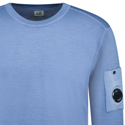 CP Company Dyed Merino Crew Neck Ribbed Knitted Jumper Flint Blue
