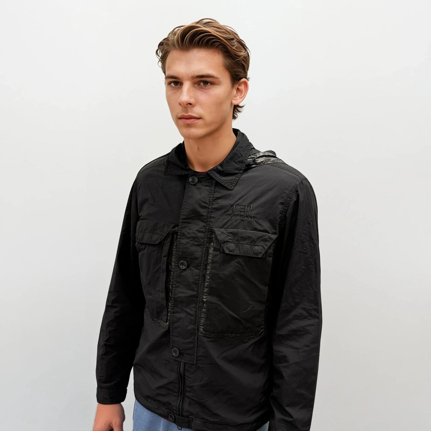 C.P. Company Flatt Nylon Black Goggle Over-shirt