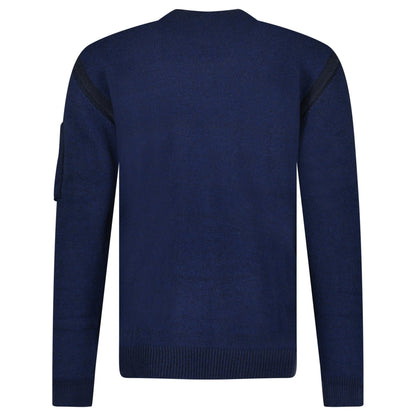 CP Company Fleece Knit Crewneck Vanisé Lens Knit Jumper Estate Blue