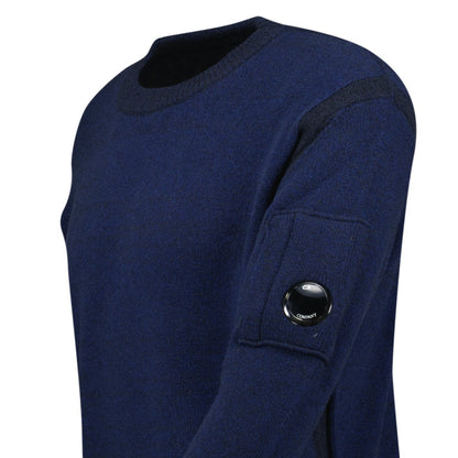 CP Company Fleece Knit Crewneck Vanisé Lens Knit Jumper Estate Blue