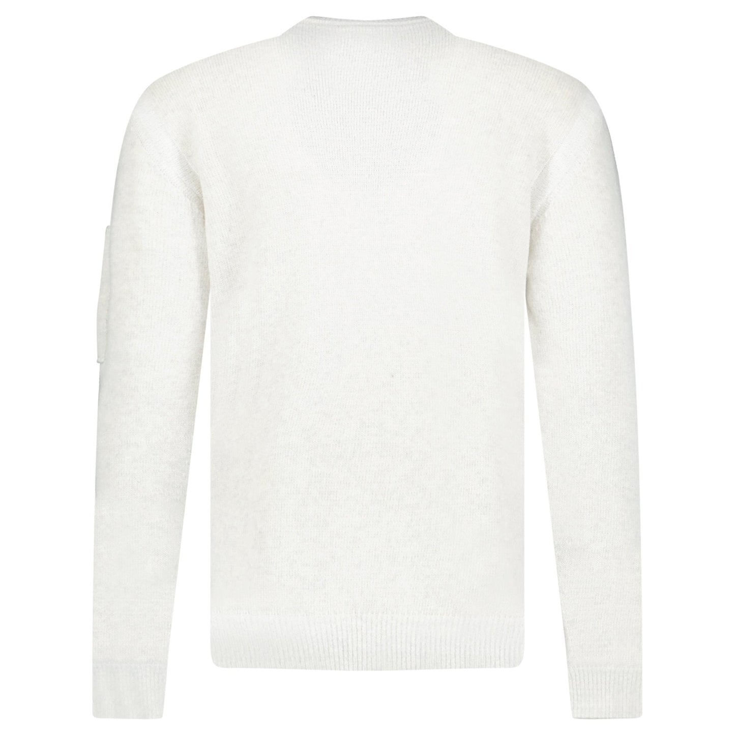 CP Company Fleece Knit Crewneck Vanisé Lens Knit Jumper White Melange