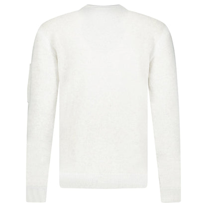CP Company Fleece Knit Crewneck Vanisé Lens Knit Jumper White Melange