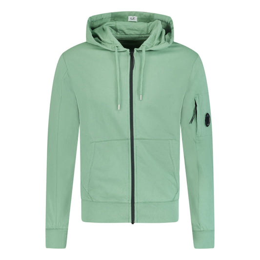 CP Company Hooded Sweatshirt Lens Zip Up Light Fleece Green