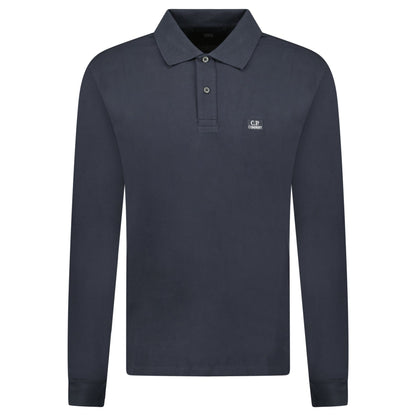 CP Company Long Sleeve Piquet Polo T-Shirt Black Sand