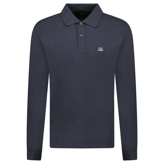 CP Company Long Sleeve Piquet Polo T-Shirt Black Sand
