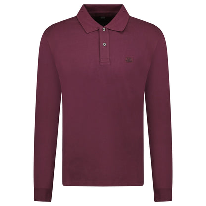 CP Company Long Sleeve Piquet Polo T-Shirt Potent Purple