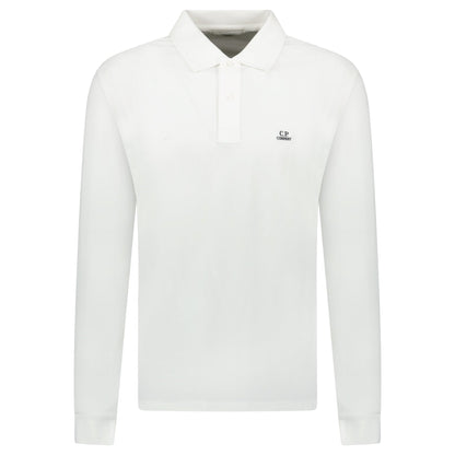 CP Company Long Sleeve Piquet Polo T-Shirt White