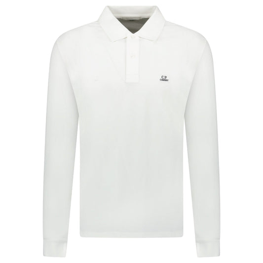 CP Company Long Sleeve Piquet Polo T-Shirt White