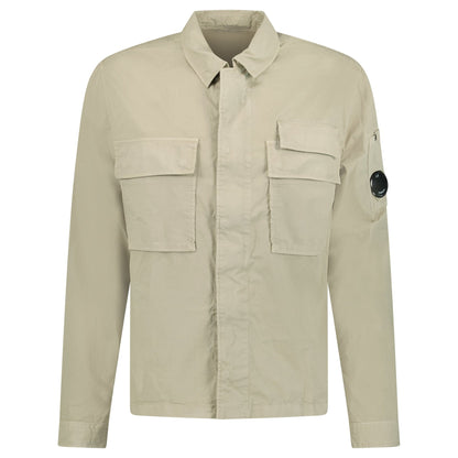 CP Company Organic Gabardine Utility Lens Shirt in Beige
