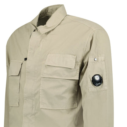 CP Company Organic Gabardine Utility Lens Shirt in Beige