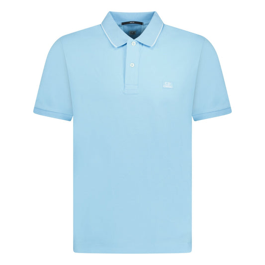 CP Company Short Sleeve Stitch Logo Polo T-Shirt Baby Blue