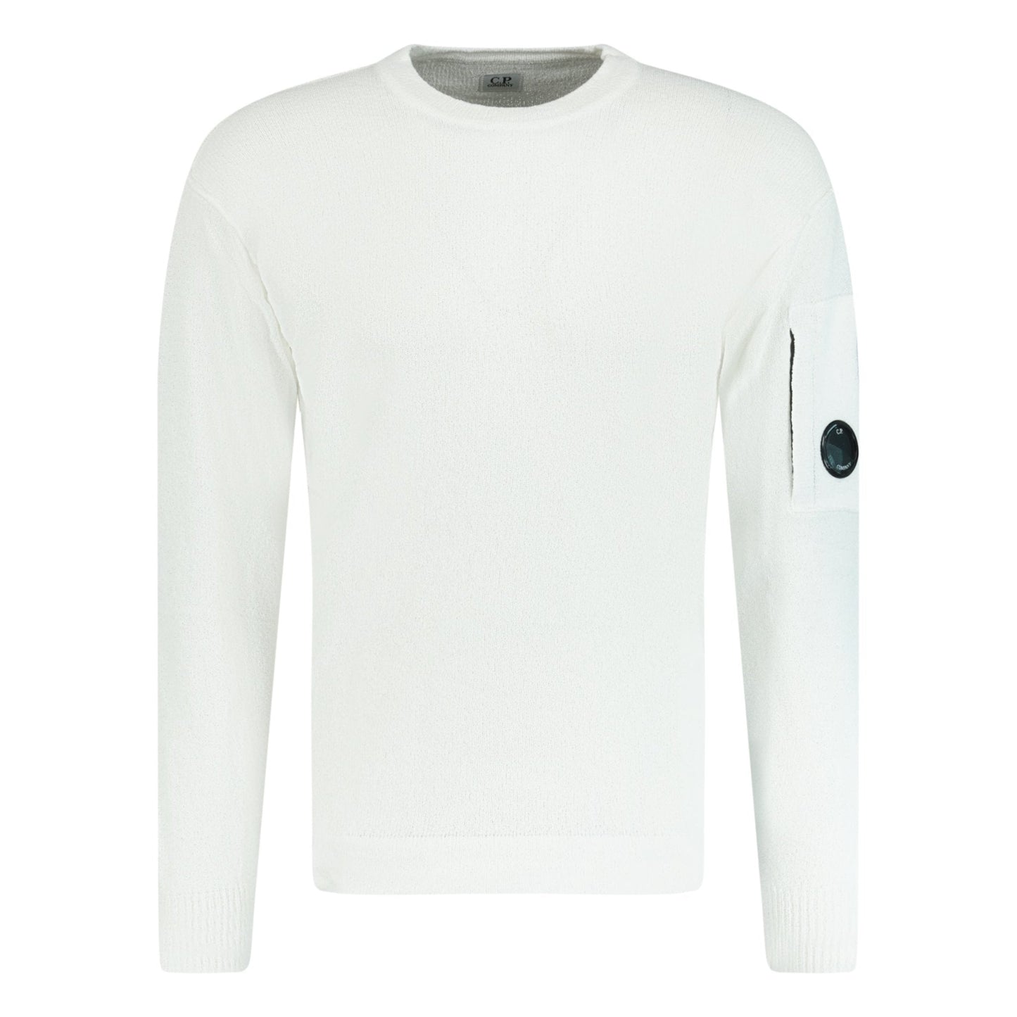CP Company Sponge Knit Arm Lens Sweatshirt White