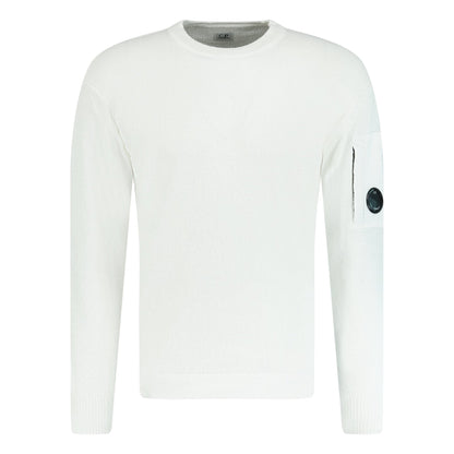 CP Company Sponge Knit Arm Lens Sweatshirt White