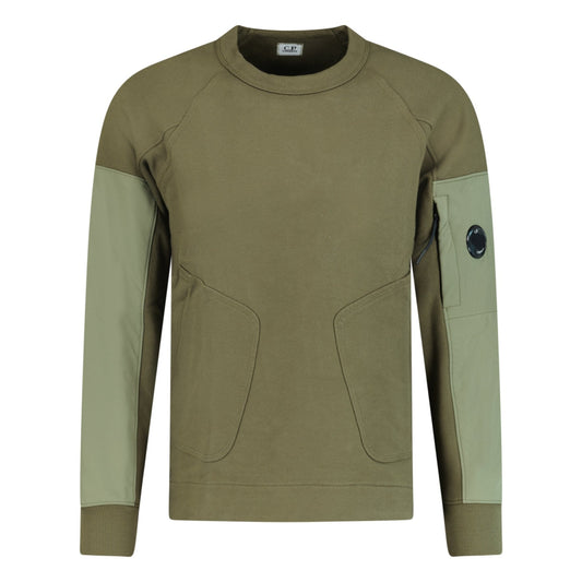 CP Company Zip Pocket Arm Lens Sweatshirt Khaki