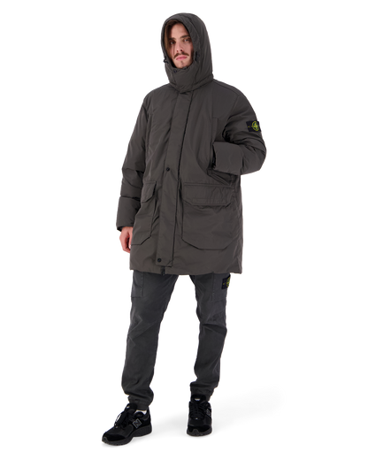 Stone Island Micro Twill Down Jacket In Charcoal
