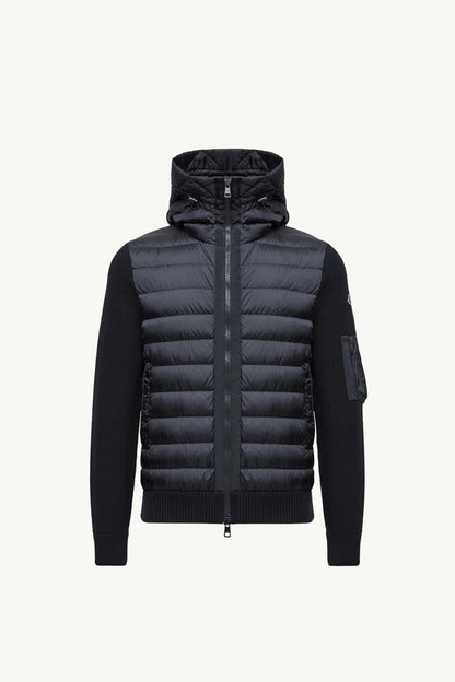 Moncler Padded Wool Cardigan In Navy