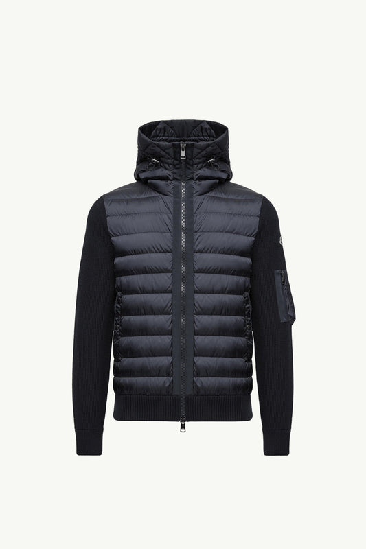 Moncler Padded Wool Cardigan In Navy