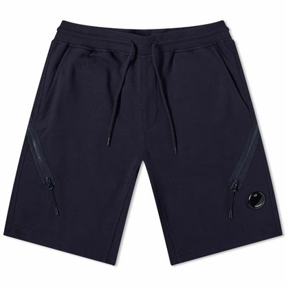 Cp Company Loose Fit Diagonal Raised Fleece Lens Shorts in Navy