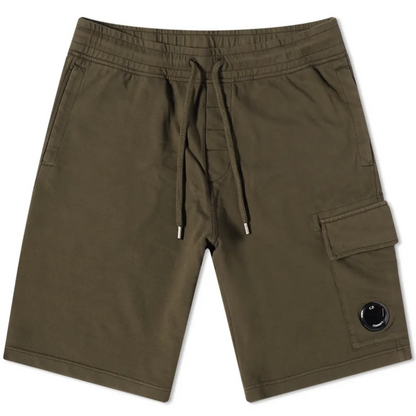 Cp Company Light Fleece Lens Shorts in Ivy Green