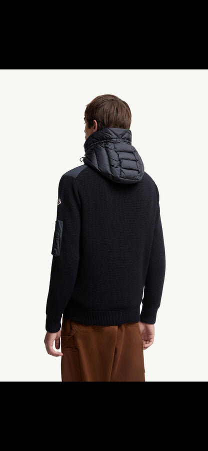 Moncler Padded Wool Cardigan In Navy
