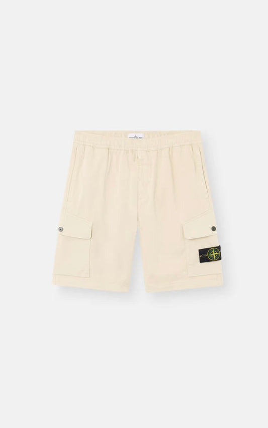Stone Island L100l03 Regular Fit Stretch Satin Cargo Shorts In Sand