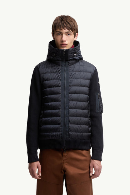 Moncler Padded Wool Cardigan In Navy