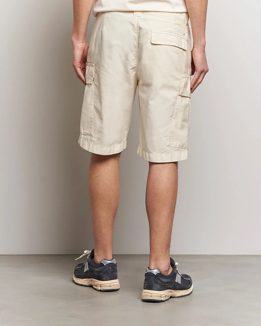 Cp Company Lens Ottoman Cargo Shorts In Beige