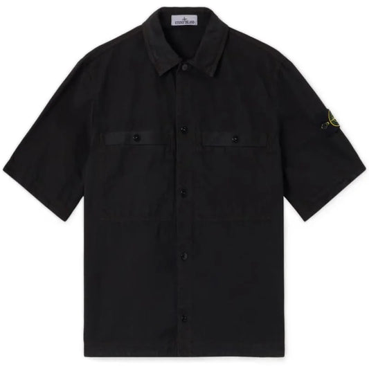 Stone Island Old Effect Short Sleeve Shirt In Black