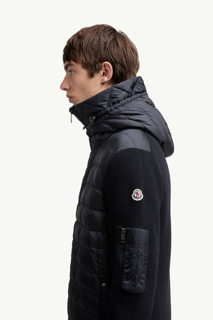 Moncler Padded Wool Cardigan In Navy